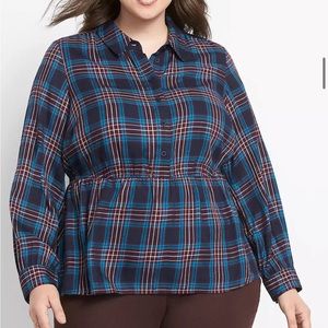 Cinched Waist Flannel Blouse